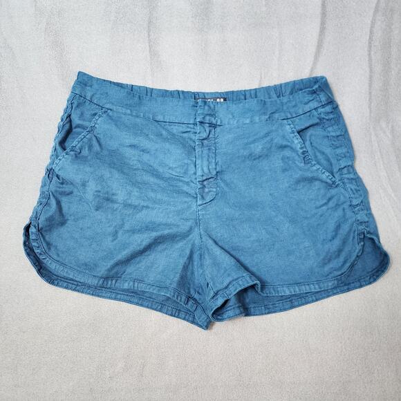 Anthropologie Level 99 Womens 31 Teal Blue Linen Blend Helen Trouser Shorts - Picture 4 of 14